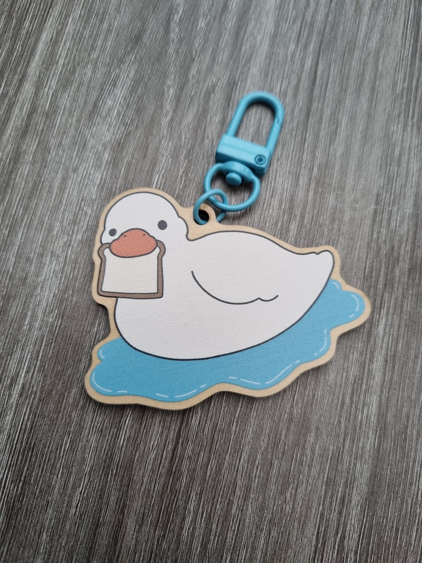 Cute lightweight wooden duck keychain, kawaii puddle duck bag charm