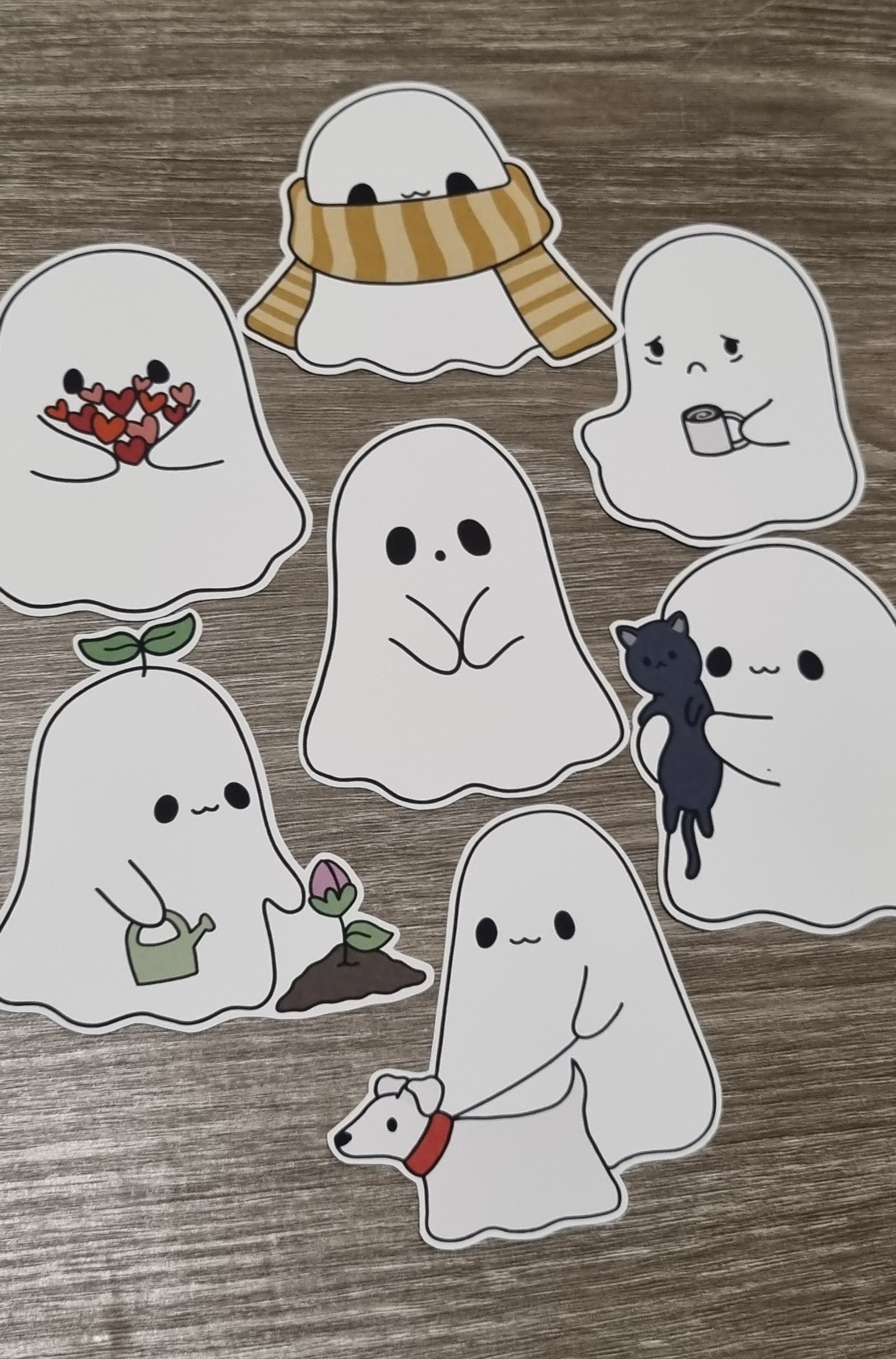 Cute ghost sticker set 7pcs matte stickers