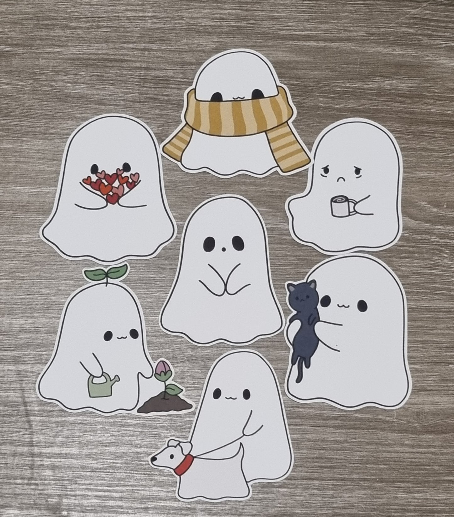 Cute ghost sticker set 7pcs matte stickers