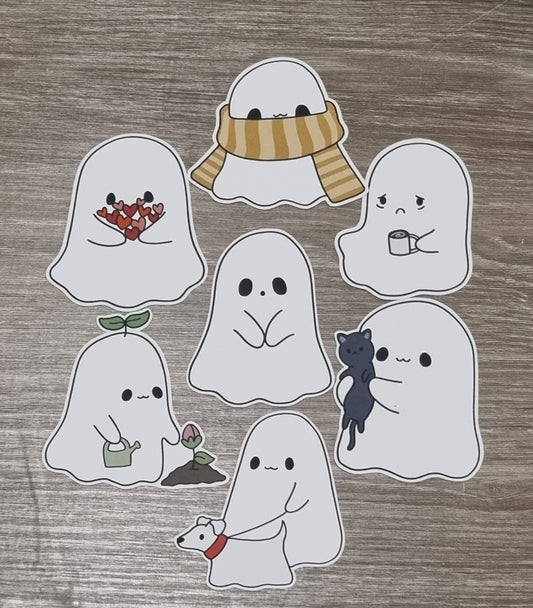 Cute ghost sticker set 7pcs matte stickers