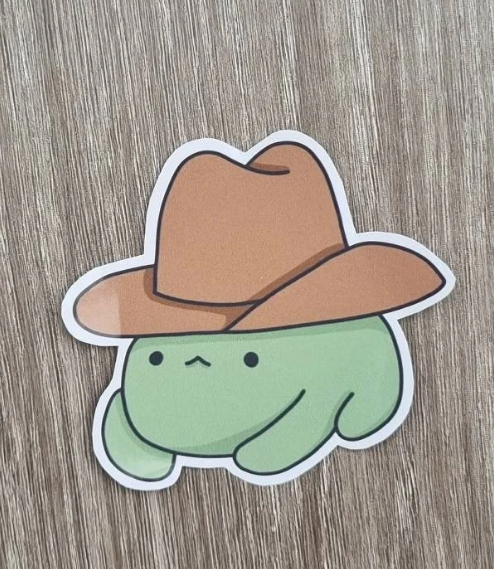 Cute cowboy frog sticker, funny meme frog sticker