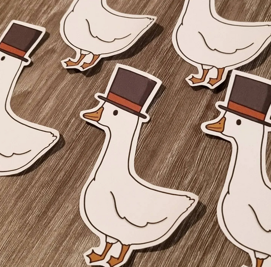 Cute fancy goose sticker, goose in a top hat sticker