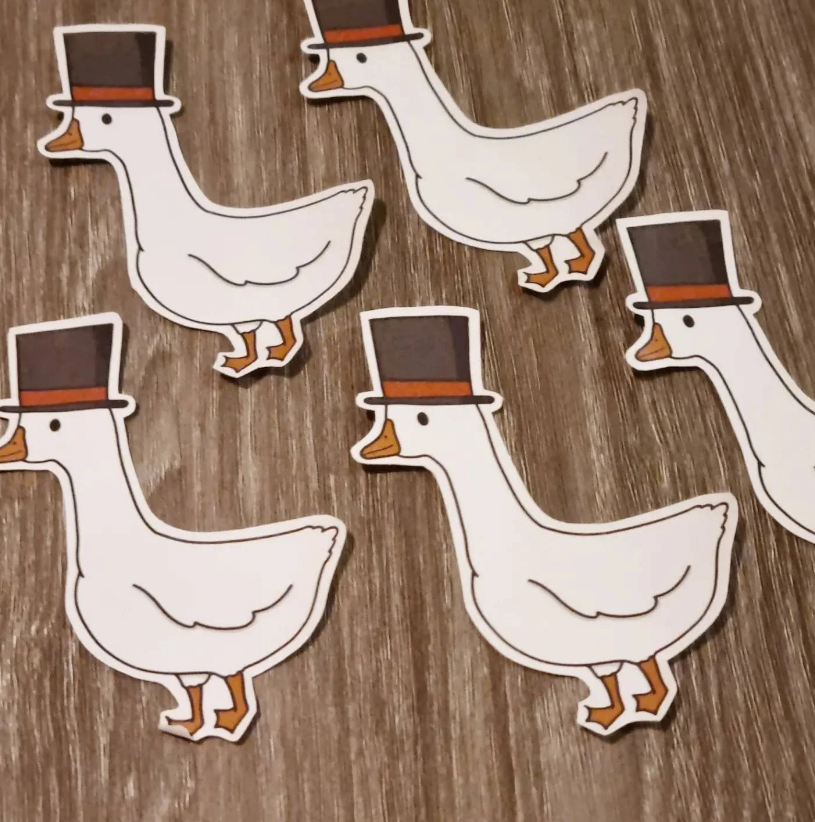 Cute fancy goose sticker, goose in a top hat sticker