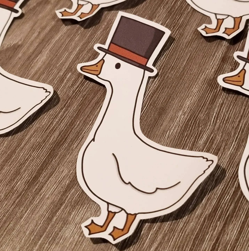 Cute fancy goose sticker, goose in a top hat sticker