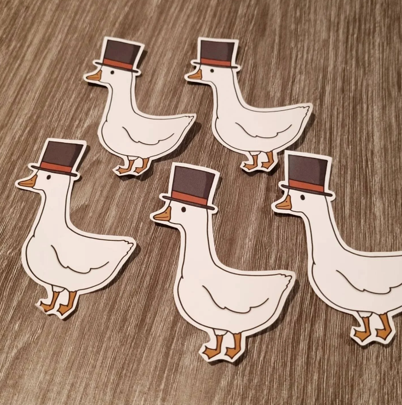 Cute fancy goose sticker, goose in a top hat sticker