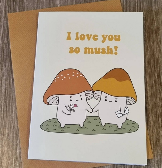 Cute mushroom couple card, mushroom valentines card, anniversary card