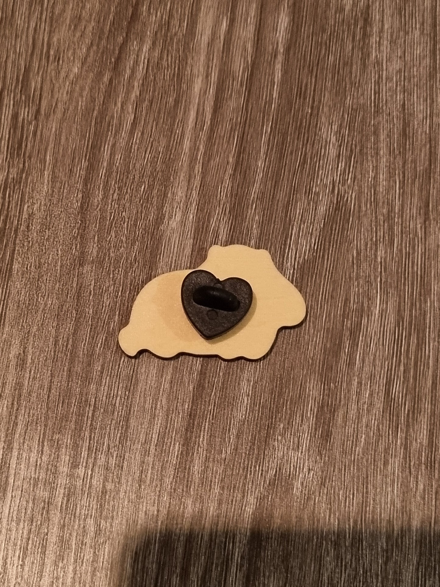 Cute brown cow wooden pin, kawaii cow pin badge