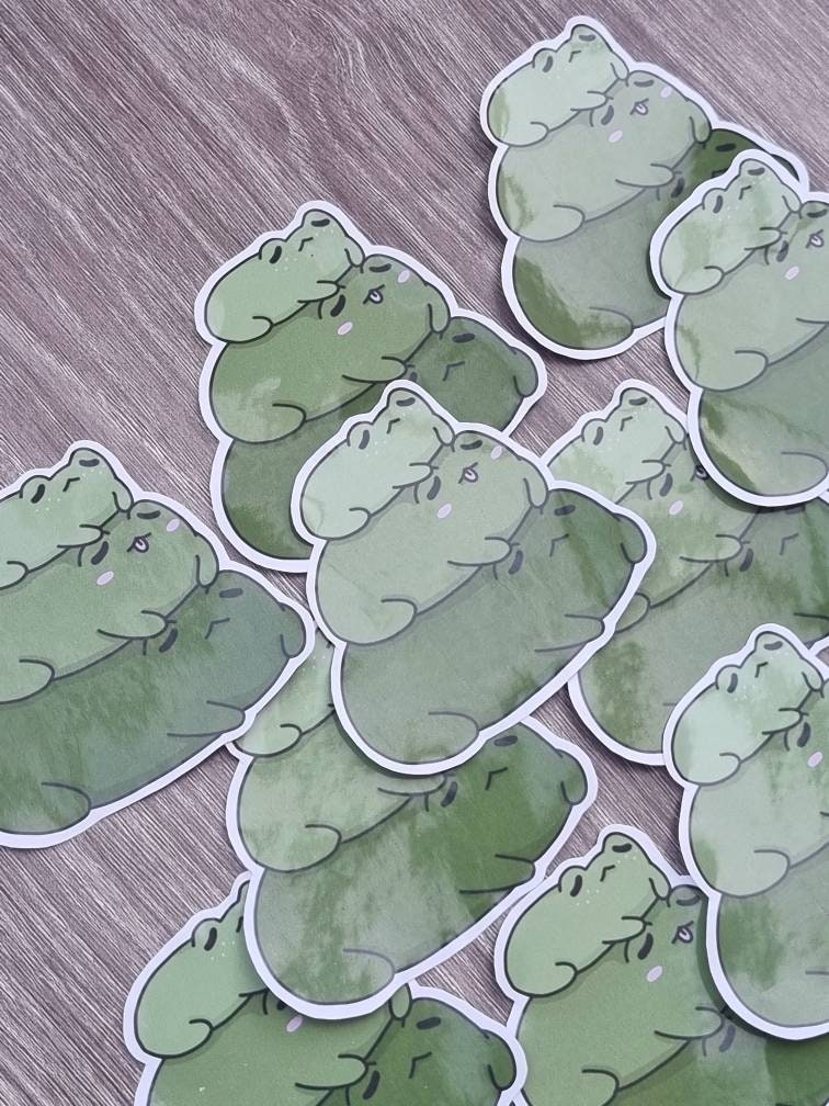 Cute frog stack sticker, froggy glossy sticker for laptops, journals and planners