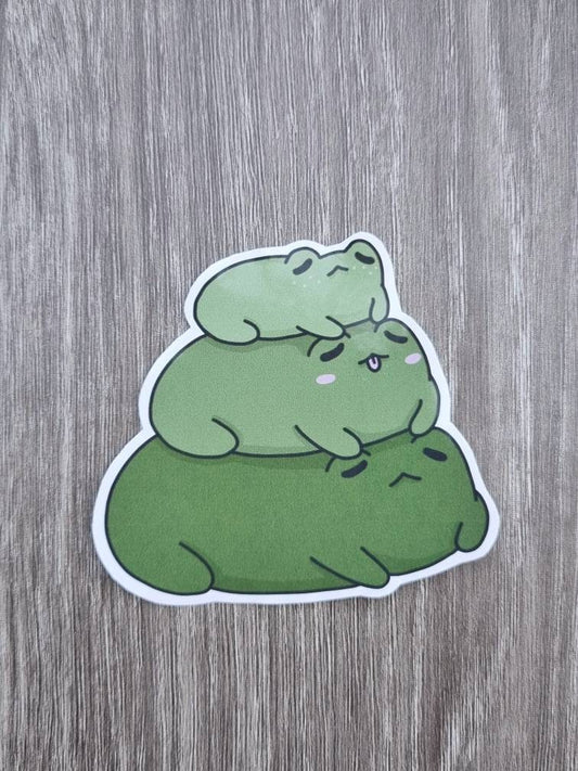 Cute frog stack sticker, froggy glossy sticker for laptops, journals and planners